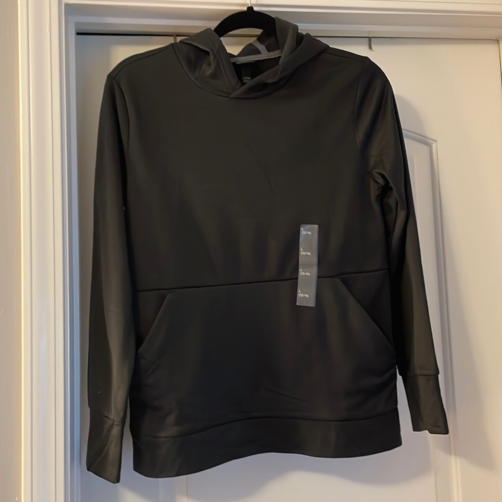 NWT Black Tech Fleece All in Motion Hoodie in kid’s L. Never worn